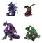 Set of 4 Colorful Metallic Elemental Dragons in Multiple Poses Mini Figurines