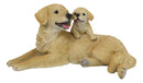 Realistic Golden Retriever Mother Cuddling With Puppy Canine Family Figurine