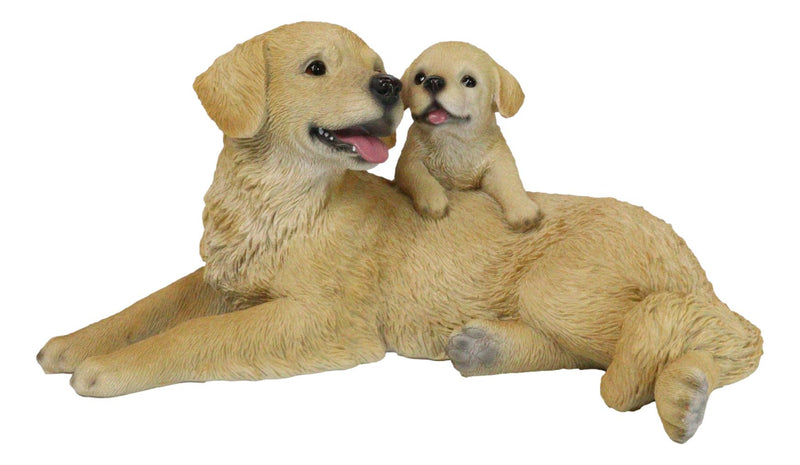 Realistic Golden Retriever Mother Cuddling With Puppy Canine Family Figurine