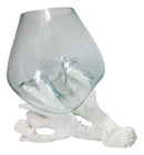 Marine Hand Made White Coral Polyps With Molten Glass Terrarium Bowl Large 15H"