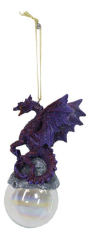Ruth Thompson Purple Maelstrom Dragon On Pearl Glass Ball Ornament Figurine 5"H
