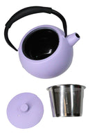 Pastel Purple Minimalist Tilted Round Cast Iron Teapot 28oz Tea Pot With Handle