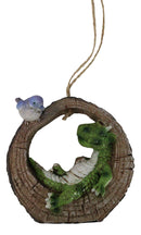 Pack of 2 Whimsical Green Purple Dragons With Birds In Tree Ring Decor Ornaments