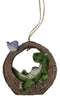 Pack of 2 Whimsical Green Purple Dragons With Birds In Tree Ring Decor Ornaments