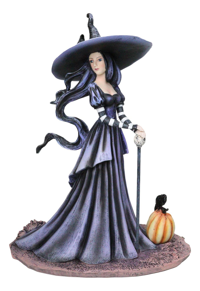 Amy Brown Halloween Pumpkin Gothic Ravenspell Crow Witch With Cane Figurine