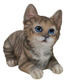 Lifelike Adorable Sitting Gray Brown Tabby Feline Kitten Cat Pet Pal Figurine