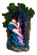 Sleeping Pink Fairy On Blue Crystals Enchanted Tree LED Backflow Incense Burner