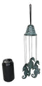 Verdigris Distressed Brass Metal Nautical Bell With Marine Seahorses Wind Chime
