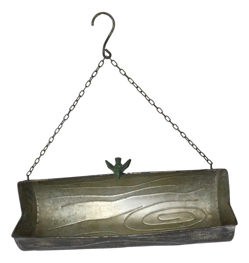 Rustic Farmhouse Distressed Metal Tree Log Hanging Wall Planter 19"L With Chain