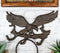 Cast Iron Rustic American Patriotic Bald Eagle 3-Peg Coat Keys Leash Wall Hooks