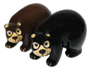 Rustic Forest Black Bear With Grizzly Bear Ceramic Salt And Pepper Shakers Set