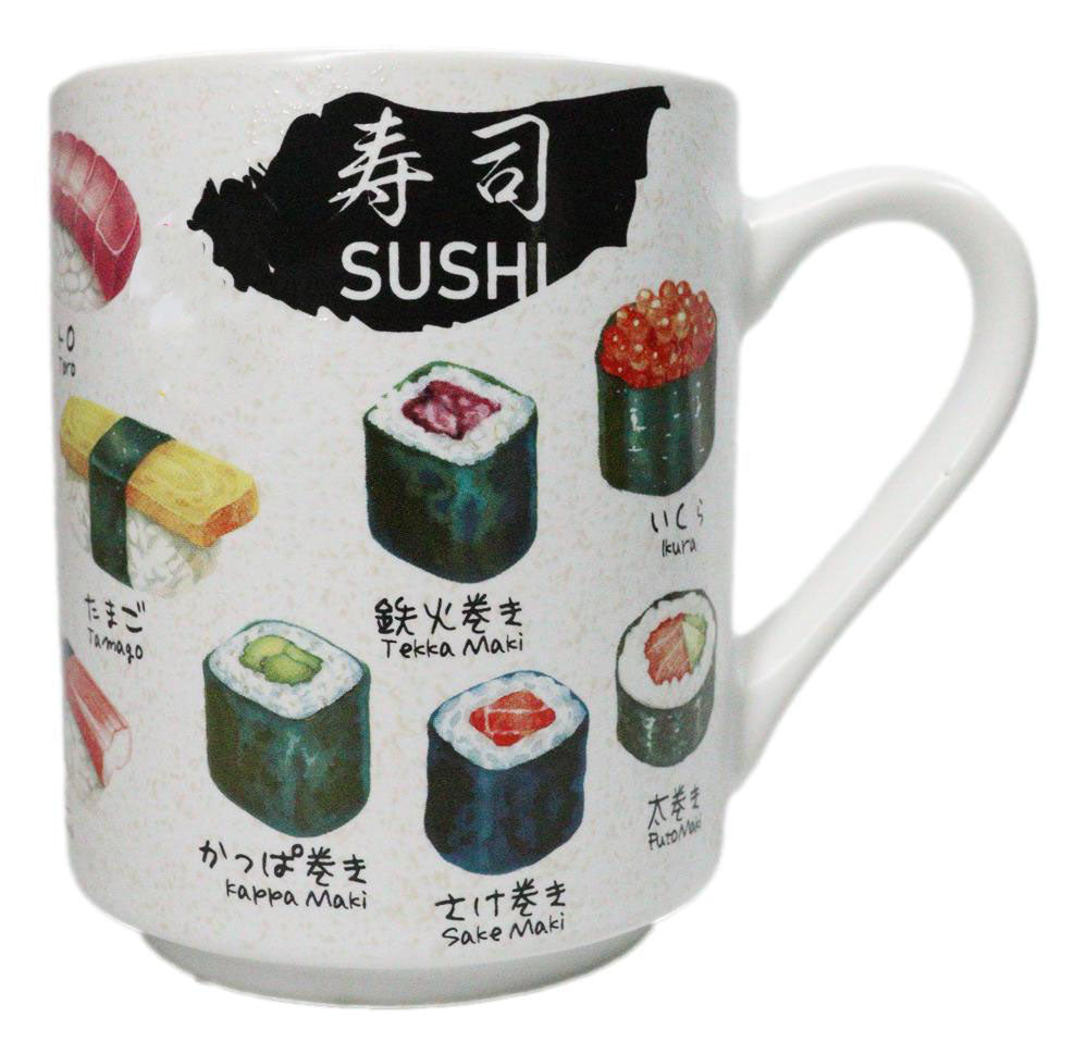Japanese Icons Colorful Sushi Sashimi Rolls Textured Ergonomic Mug Cup 11oz