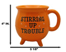 Wicca Magic Orange Stirring Up Trouble Cauldron Ceramic Mug With Handle 16oz