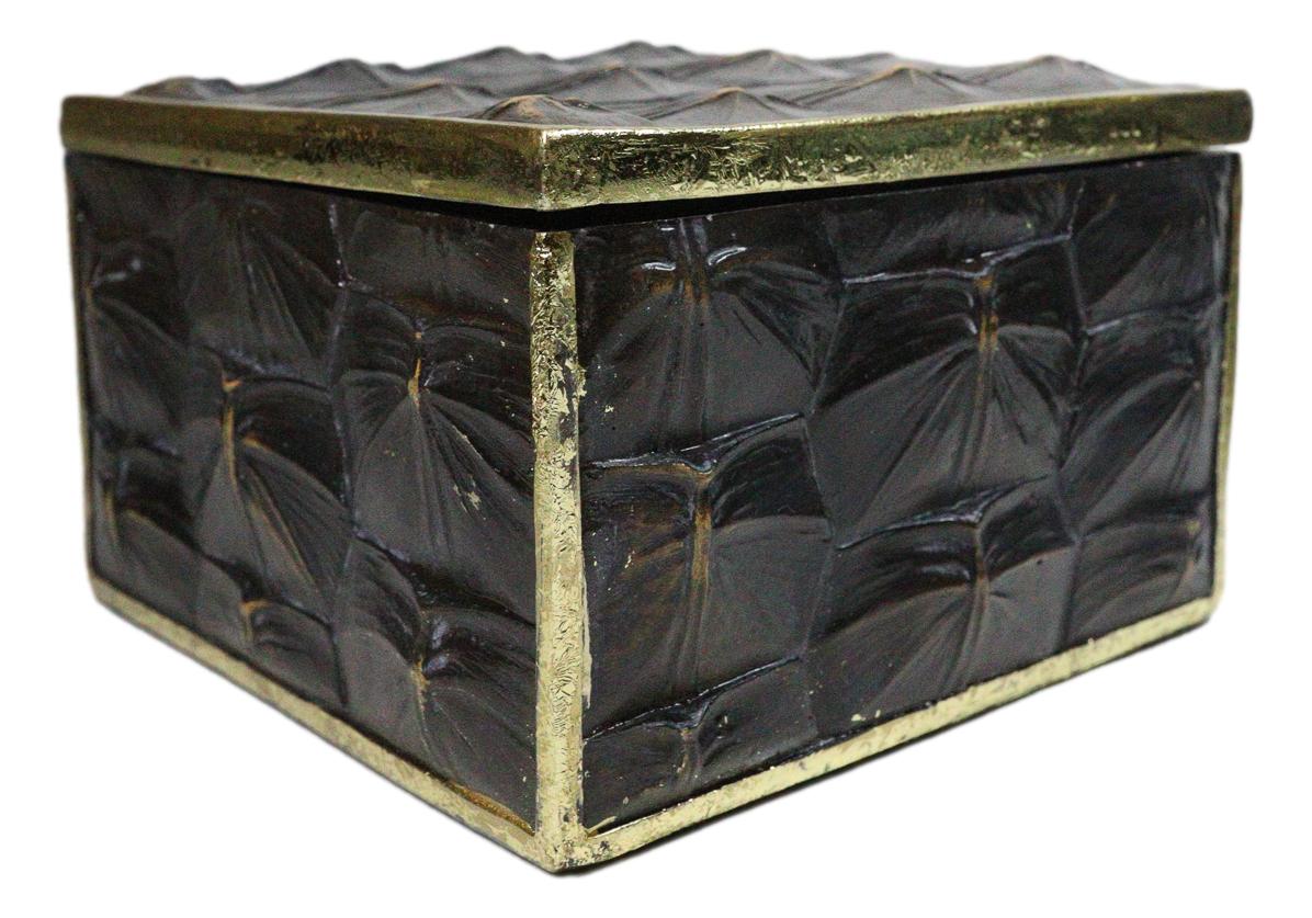 Realistic Faux Turtle Shell Print With Gold Trim Decorative Jewelry Trinket Box
