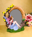 Beautiful Crowned Fairy Daydreaming in The Forest Table Desktop Mirror Figurine