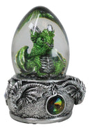 Speak No Evil Green Wyrmling Dragon In Colorful LED Acrylic Glass Egg Figurine