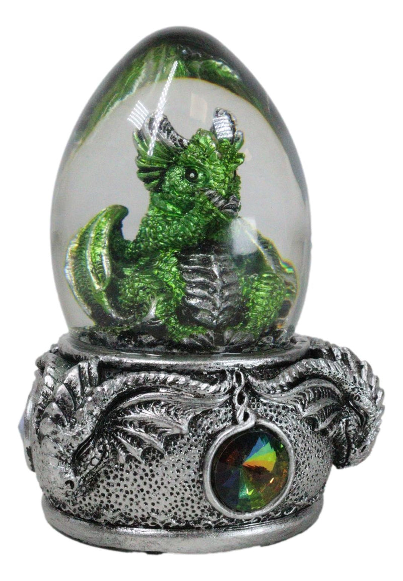 Speak No Evil Green Wyrmling Dragon In Colorful LED Acrylic Glass Egg Figurine