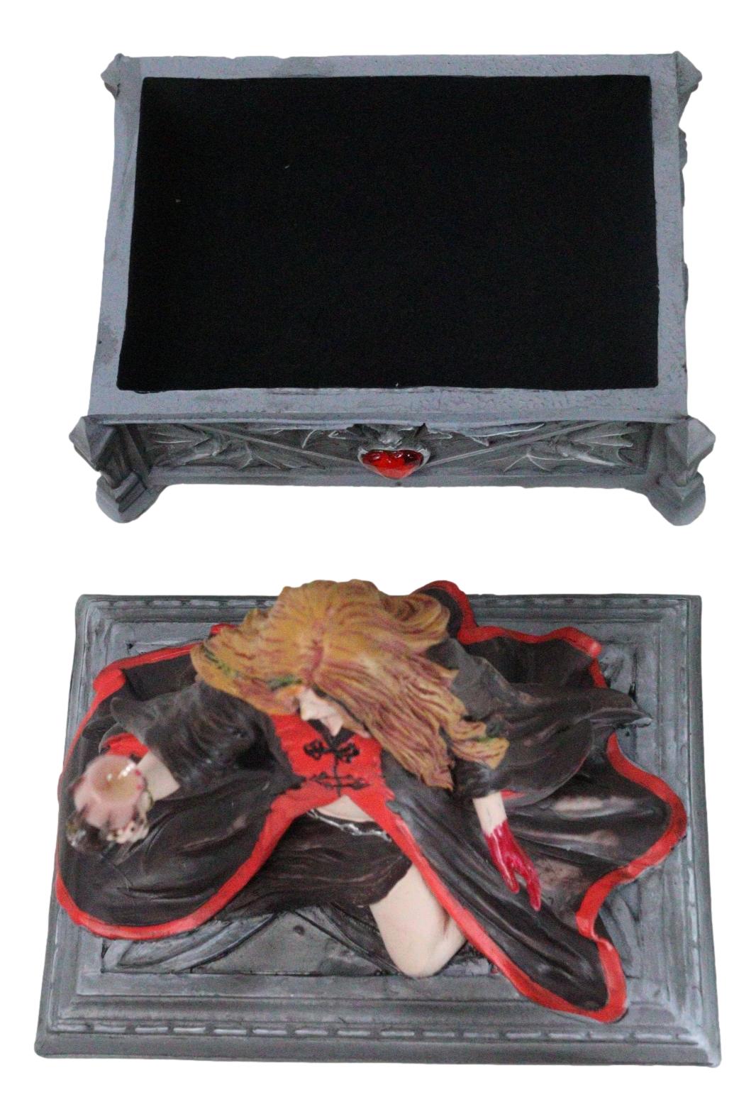 Blood Moon Gothic Vampiress Drinking Chalice Of Blood Jewelry Decorative Box
