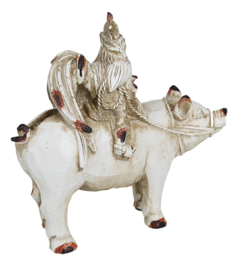 Rustic Country Farmhouse Chicken Rooster Riding On Pig Piggy Coin Money Bank