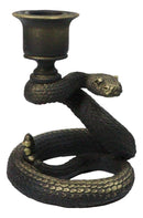 Dark Magic Coiled Serpent Rattle Snake Candlestick Taper Candleholder Figurine