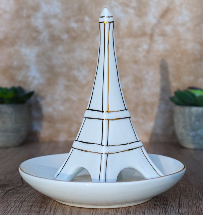 Pretty France Paris Eiffel Tower Decorative Ceramic Jewelry And Ring Holder Dish