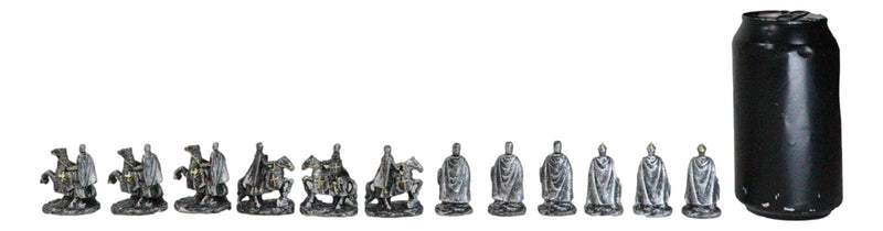 Set of 12 Medieval Crusader Knights With Swords Shields Horses Mini Figurines