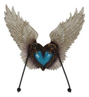 Rustic Western Turquoise Heart Le Fleur Angel Wings Wall Double Hooks Sculpture