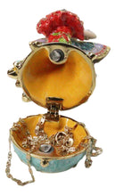 Tropical Floral Peacock Fairy Pewter Austrian Crystals Trinket Jewelry Box
