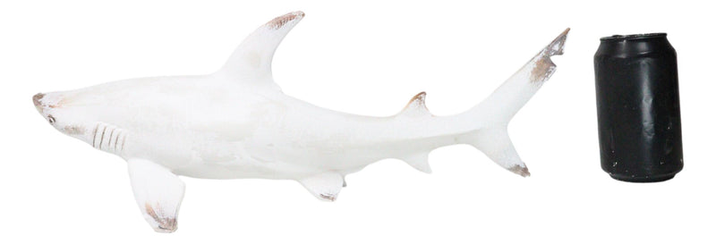 Nautical Ocean Marine Great White Shark Swimming Antiqued White Figurine 19.5"L