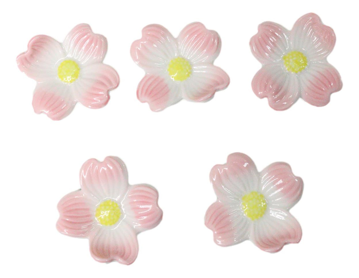 5 Pairs Of Pink Cherry Blossoms Sakura Ceramic Rests With Wooden Chopsticks Set