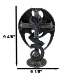 Medieval Fantasy Altar Drake Dragon Coiled On Celtic Knotwork Cross Candleholder