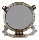 Polished Aluminum Nautical Marine Round Ship Porthole Folding Wall Mirror 14.5"D