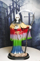 Rainbow Robe Santa Muerte With Scythe All Powerful Transient Figurine 12"H
