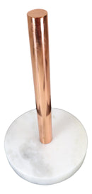 Natural Round White Marble With Copper Tone Metal Rod Modern Paper Towel Holder