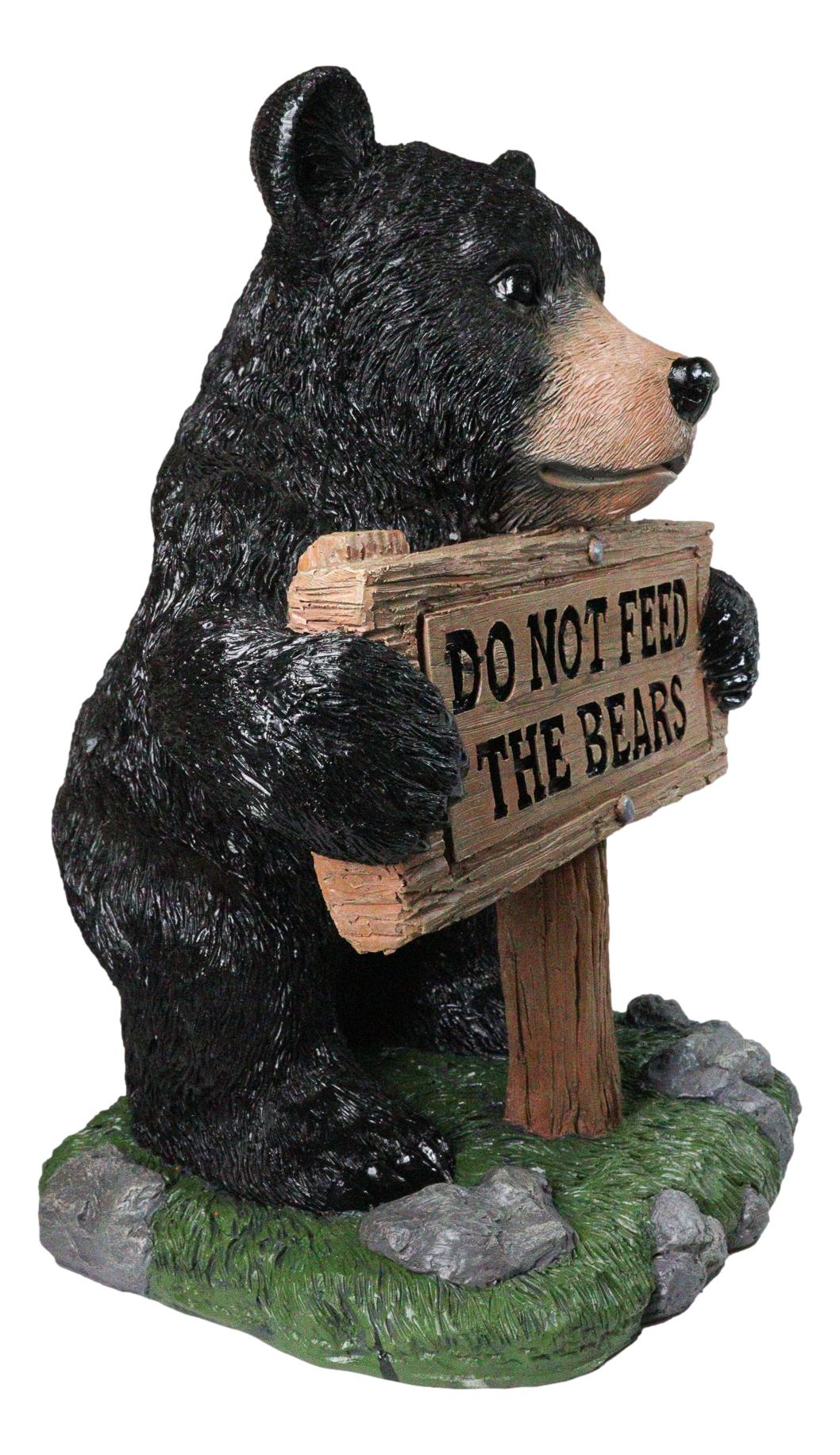 Large Whimsical Black Bear Figurine With “Do Not Feed the Bears” Sign 20"Tall