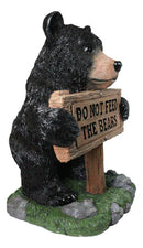 Large Whimsical Black Bear Figurine With “Do Not Feed the Bears” Sign 20"Tall