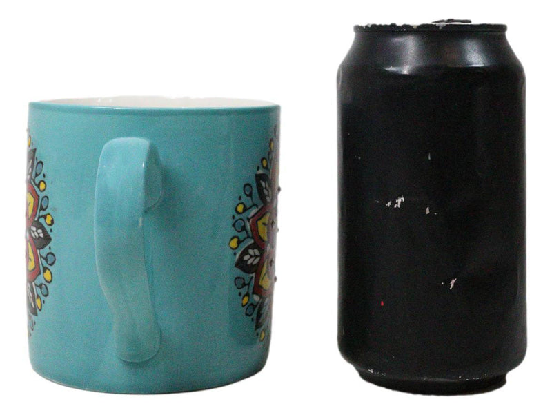 Blue Vishuddha Throat Chakra Zen Flower Of Life Mandala Circle Ceramic Mug Cup