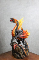 Vulcan Rock Dragon with Fire Wings and Spikes On Volcano Stone Mountain Figurine