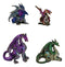 Set of 4 Colorful Metallic Elemental Dragons in Multiple Poses Mini Figurines