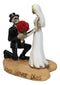 Love Never Dies Wedding Bride Groom Skeletons With Roses Cake Topper Figurine