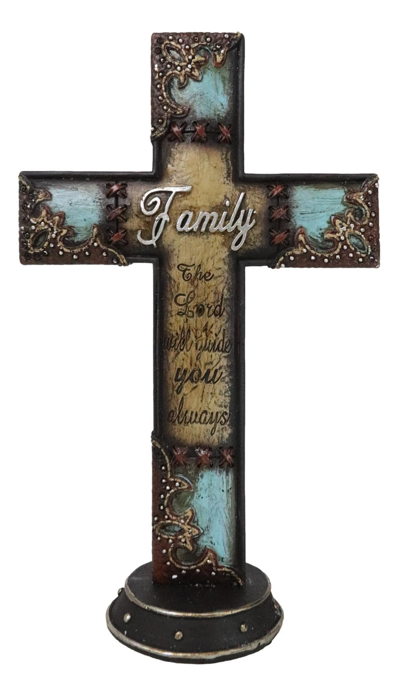 Turquoise Rustic Tuscany Family The Lord Will Guide You Always Desktop Cross
