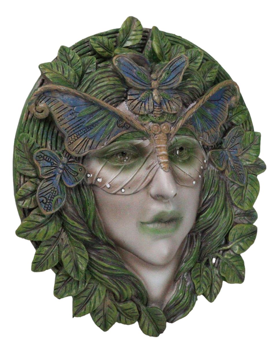 Celtic Greenwoman Tree Lady Gaia Ent Earth Goddess Butterfly Mask Wall Decor - Ebros Gift