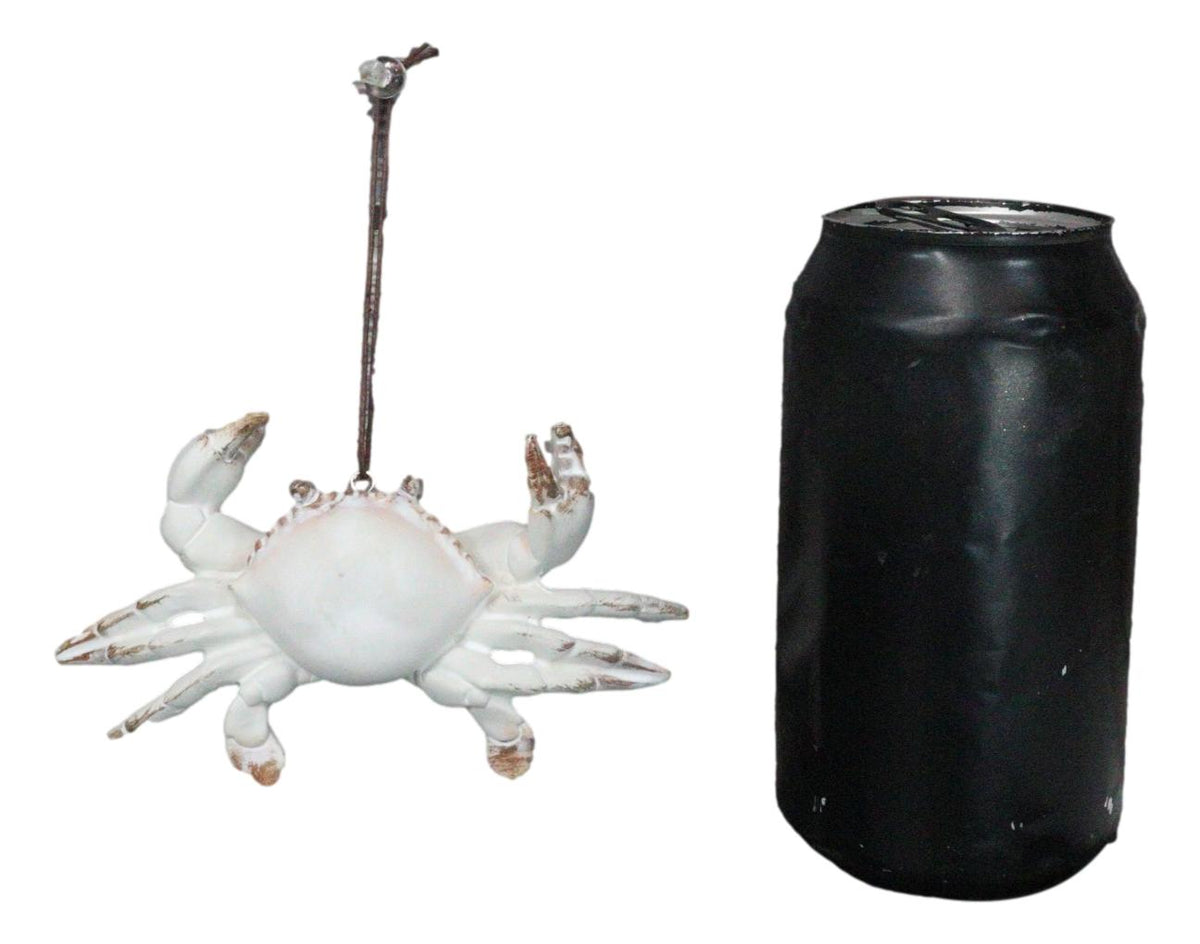 Set Of 6 Antique White Beach Crabs Ocean Marine Wall Hanger Decor Tree Ornaments