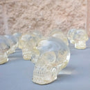Set Of 12 Clear Translucent Witching Hour Gazing Skull Miniature Figurines 2.5"L