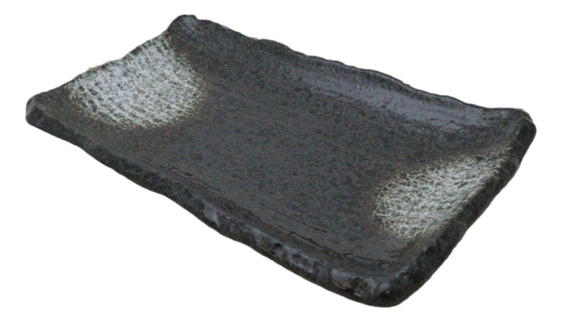 Pack Of 5 Charcoal Grey Tone Hakumu Collection Rectangular Wavy Sushi Plates