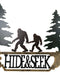 Rustic Sasquatch Big Foot by Pine Trees Hide & Seek Metal Wall Decor Plaque