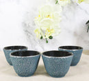 Pack Of 4 Royal Blue Cast Iron Tetsubin Textured Surface Tea Cups 3oz