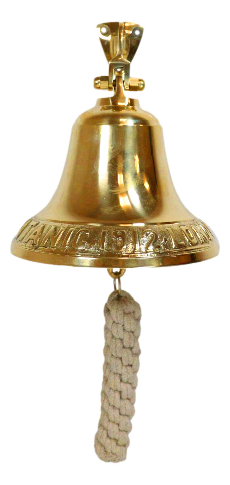 Marine Antiqued Solid Polished Brass RMS Titanic Wall Dinner Bell With Lanyard