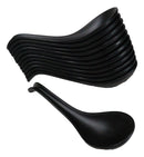 Contemporary Black Melamine Asian Soup Spoons With Ladle Hook Pack Of 12 Set