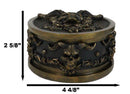 Hell Imp Horned Demon Skull Skeleton Floral Tooled Round Decorative Jewelry Box